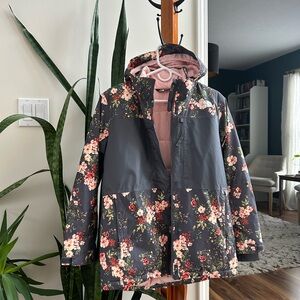 The North Face Floral Print Jacket in Dark Charcoal